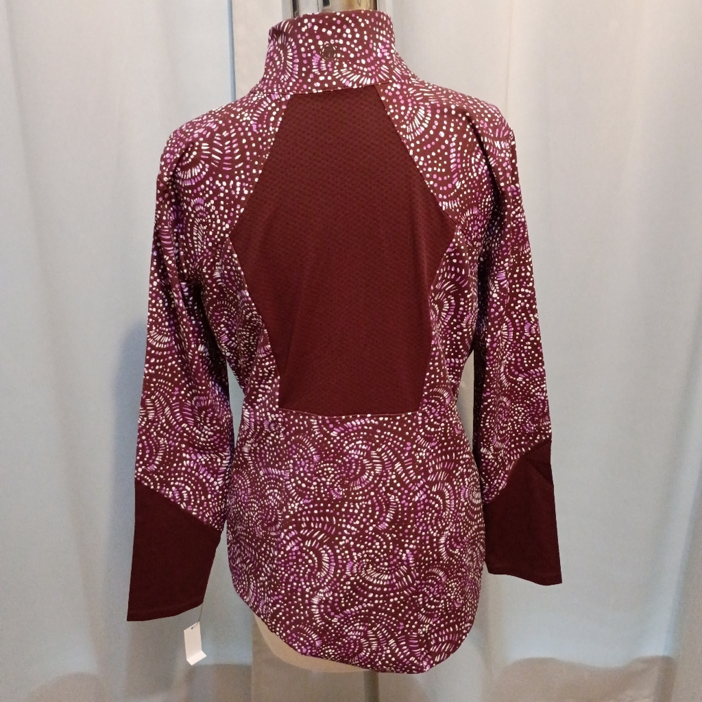 Talbots Burgundy Patterned Quarter zip pullover. - Picture 2 of 3